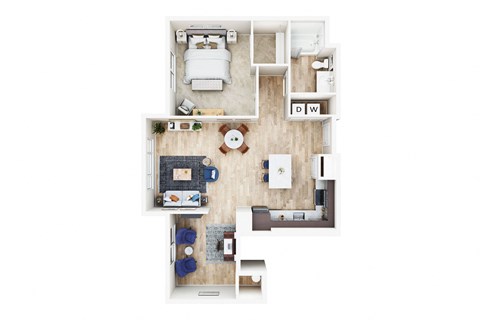 Floor plan for 1 bed, 1 bath, 946 sqft